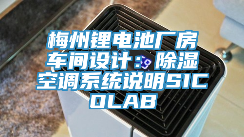 亚洲人成综合第一网站 梅州锂电池厂房车间设计：除湿空调系统说明SICOLAB